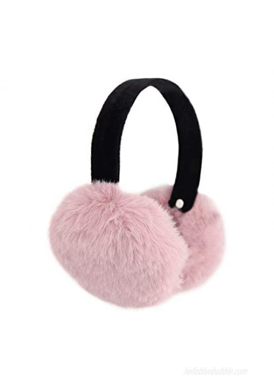 surell Faux Rex Earmuff with Black Velvet Comfort Band - Fake Fur Winter Accessory - Warm Fashion Ear Muff - Stylish Ear Warmers - Soft Fuzzy Headwarmer - Fluffy Headwear - (Pink)