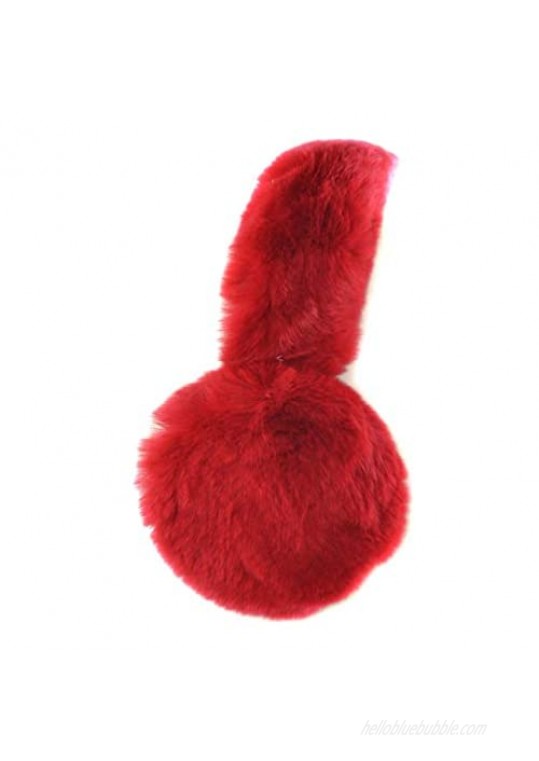 Surell Genuine Red Rex Rabbit Fur Earmuffs with Soft All Fur Non Adjustable Band - Winter Fashion Ear Warmers Perfect Elegant Women's Luxury Gift