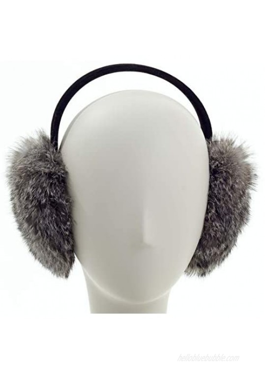 Surell Long Hair Rabbit Fur Earmuff with Velvet Band Winter Ear Warmer