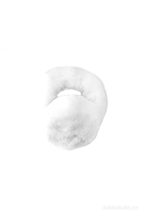 Surell Rex Rabbit Fur Earmuffs with Soft All Fur Non Adjustable Band - Winter Fashion Ear Warmers  Perfect Elegant Women's Luxury Gift (White)