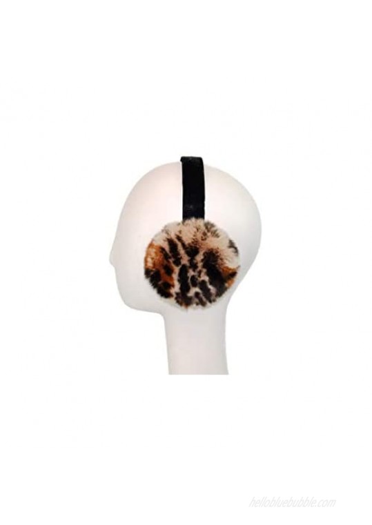 Surell Rex Rabbit Fur Earmuffs with Soft Velvet Non Adjustable Band - Winter Fashion Ear Warmers Perfect Elegant Women's Luxury Gift (Spot)