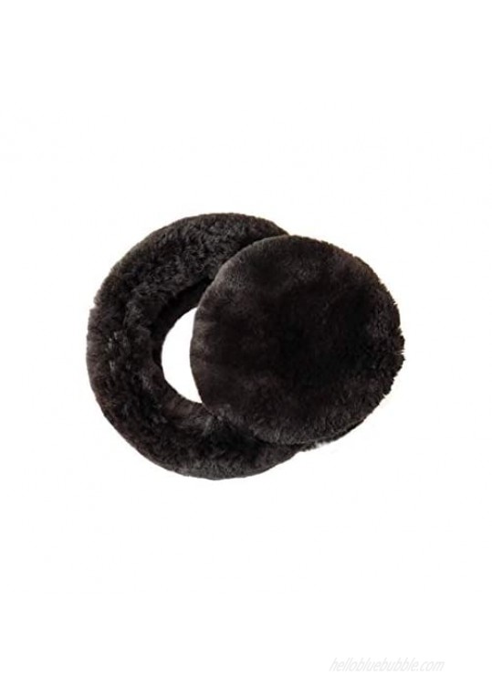 Surell Sheared Beaver Fur Earmuffs with Soft All Fur Non Adjustable Band - Winter Fashion Ear Warmers Perfect Elegant Women's Luxury Gift (Dark Brown)