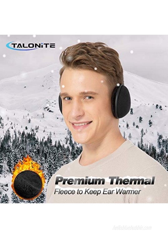 TALONITE Winter Ear Muffs for Men & Women - Foldable Fleece Ear Warmers - Pefer for Outdoor Skiing - Behind the Head Earmuffs