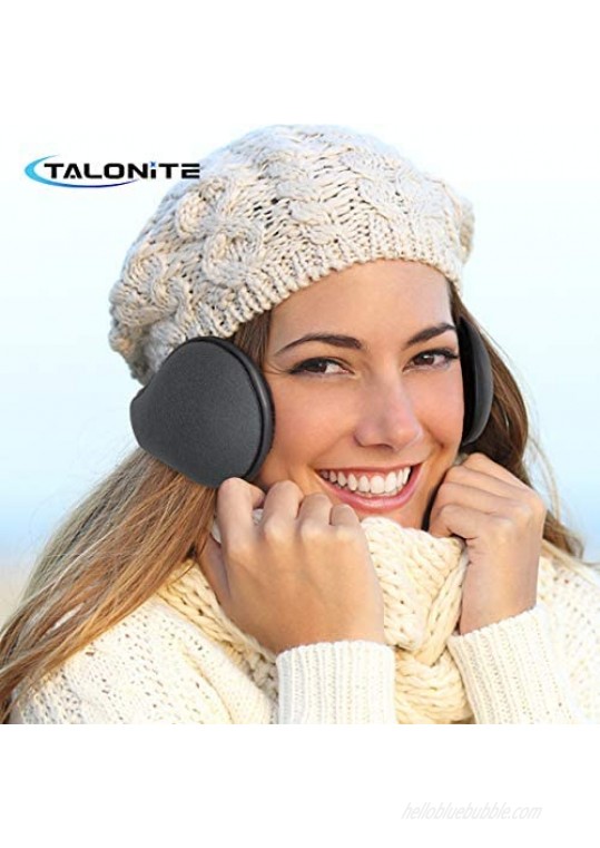 TALONITE Winter Ear Muffs for Men & Women - Foldable Fleece Ear Warmers - Pefer for Outdoor Skiing - Behind the Head Earmuffs