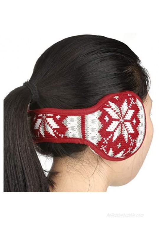 uxcell Winter Knit Earmuffs for Women Men Warm Foldable Fleece Plush Outdoor Earwarmers