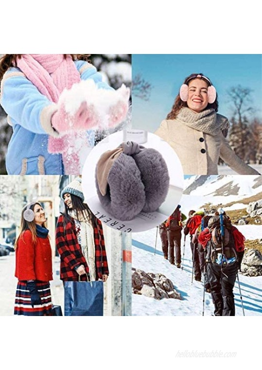 WenMei Women Headband Earmuffs Winter Warm Folding Fox Fur Earmuffs