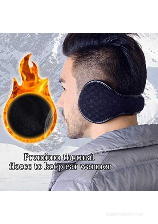 Yokawe Winter Ear Muffs Black Plaid Warm Fuzzy Earmuffs Soft Foldable Faux Fur Outdoor Ear Warmers for Women and Men