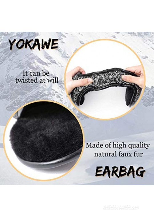Yokawe Winter Ear Muffs Warm Black Earmuffs Outdoor Foldable Furry Fleece Ear Warmers for Women and Men