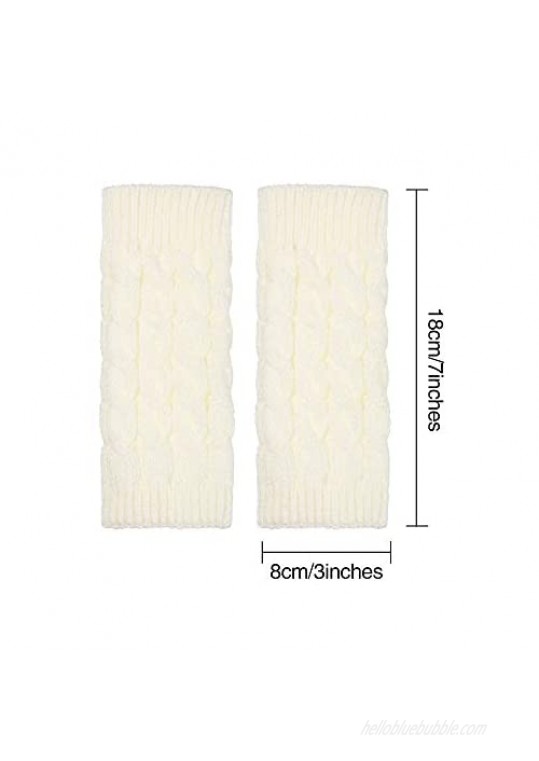 4 Pair Fingerless Thumb Hole Gloves Winter Knit Arm Warmer Mitten for Women