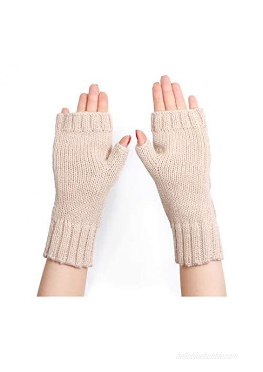 Alpaca Wool Hand-knit Cable Texting Gloves - Fingerless Mittens - Wrist Hand & Arm Warmers