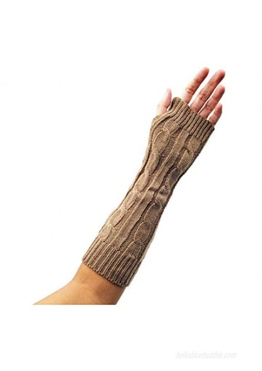 Arm Warmers 6 Pairs for Women Cable Knit Warm Winter Sleeve Fingerless Gloves Premium