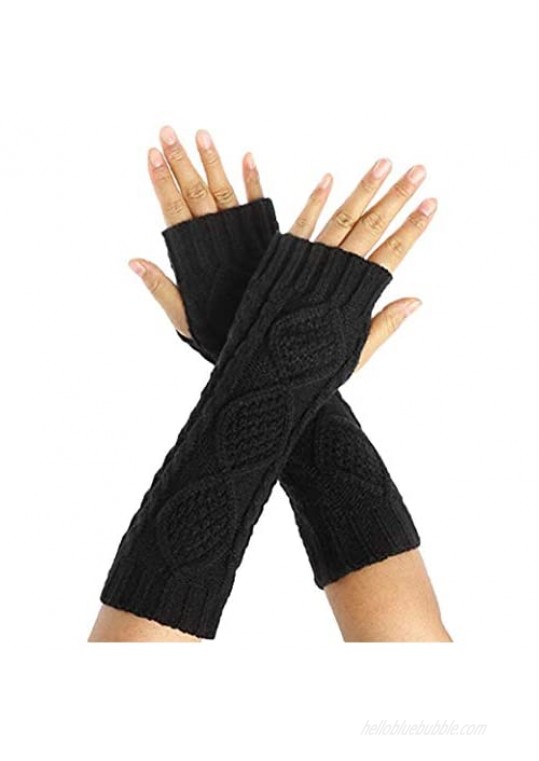 Camii Mia Women's Winter 2 Pack Knit Fingerless Gloves Thumbhole Arm Warmers