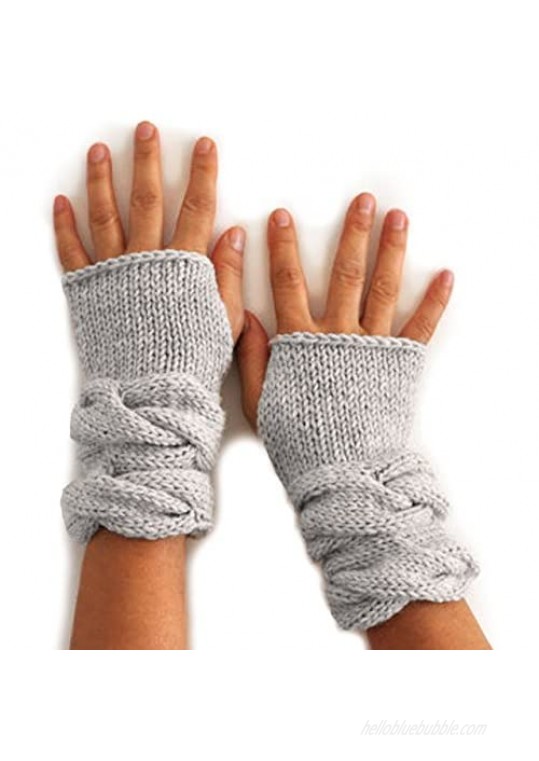 Chunky Cable Texting Mittens - 100% Baby Alpaca Wool - Dye Free - Wrist Warmer Fingerless Gloves