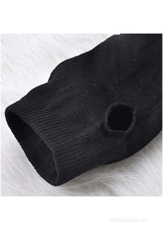 Fingerless Elastic Arm Gloves Arm Sleeve Winter Arm Warmer Protector Knitted Thumbhole Stretchy Mittens for Women Girls