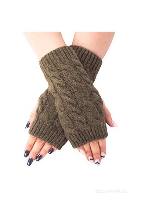 Fingerless Gloves Arm Warmers Wool Knitted Mittens for Women Long Fingerless Thumb Hole Knit Arm Warmers