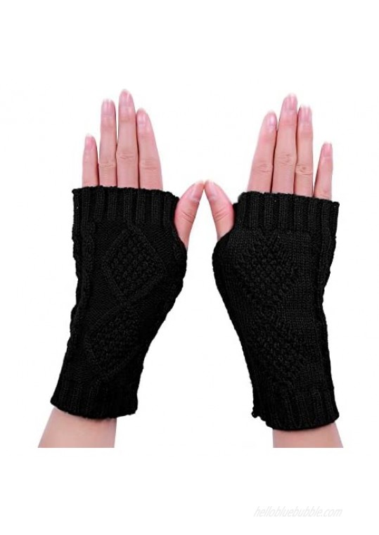 HDE Women's Fingerless Gloves Crochet Cable Knit Wrist  Hand  and Arm Warmers