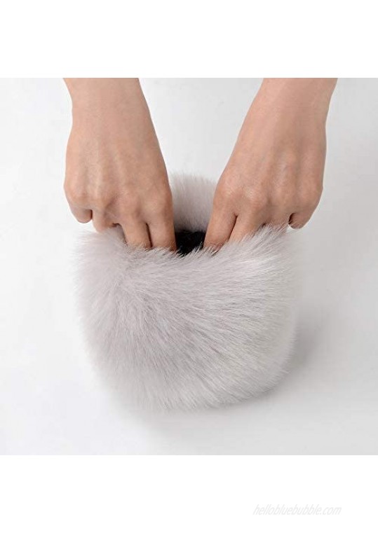 Janveny Women's Fur Cuff Winter Faux Fur Short Wrist Cuffs Furry Bands Arm Warmer