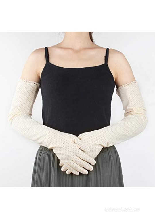kilofly Women's Long Anti-UV Breathable Arm Sun Block Driving Gloves 2 Pairs