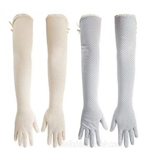 kilofly Women's Long Anti-UV Breathable Arm Sun Block Driving Gloves  2 Pairs