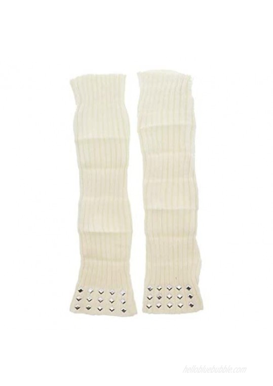 Layered Arm Warmer with Studs Fingerless Gloves for Women