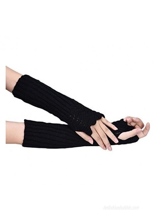 Novawo Women's Scale Design Winter Warm Knitted Long Arm Warmers Gloves Mittens
