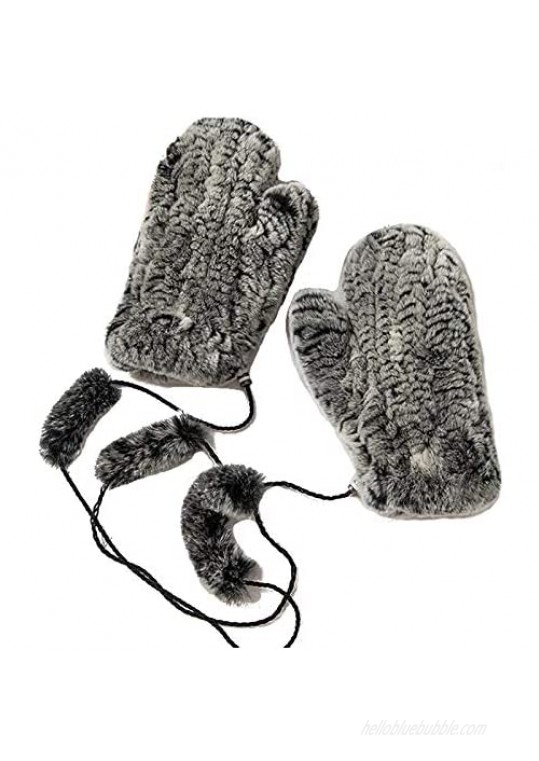 NWSTESLE Women Winter Warm Knit Fingerless Fur Gloves Hand Arm Warmers Mittens wiht fur