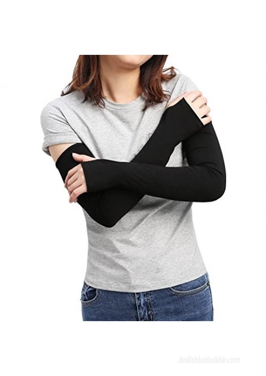 SILKZON Women's Outdoor Sun Block Stretchy Long Arm Warmer Sleeve Fingerless Driving Gloves