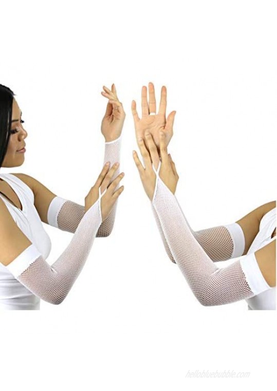 ToBeInStyle Women’s Fashion Fishnet Finger Loop Long Length Novelty Gloves