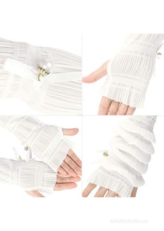 uxcell Outdoor Sun Block Soft Long Arm Sunscreen Sleeves Fingerless Gloves for Women