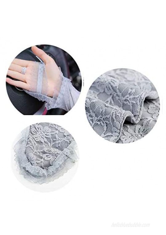 Winter Soft Lace Sunscreen Clothing Women Long Gloves Breathable Sun Protection Long Arm Sleeves Protect Your Arm(Gray)
