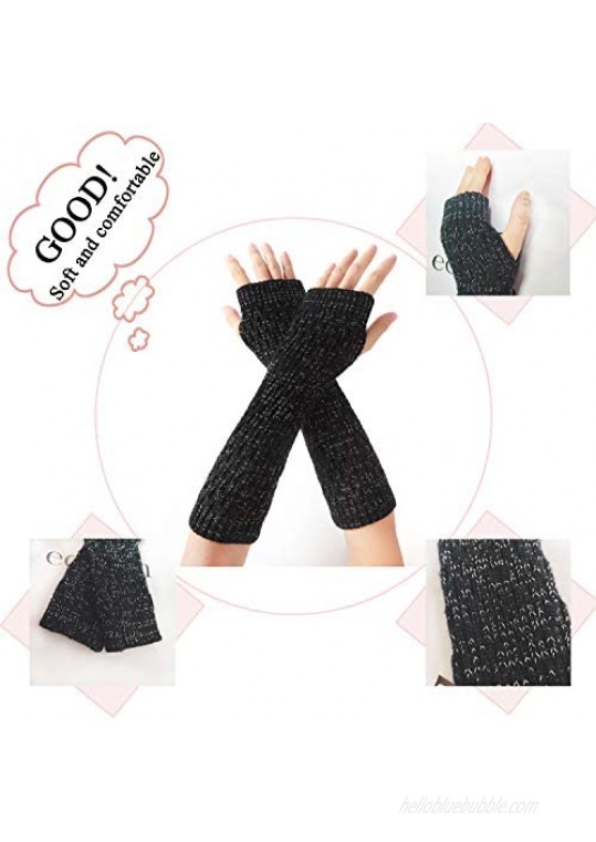 Women's Arm Warmer Cable Knit Thumb Hole Fingerless Sleeve Elbow Length Gloves