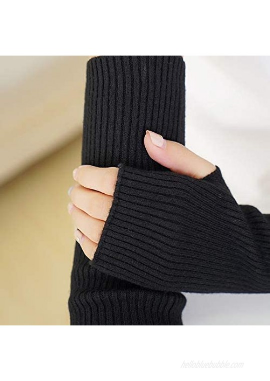 Women's Cotton Fingerless Arm Warmers Super Long Winter Cold Weather Gloves Thumbhole 19.7Inch Christmas Gifts for Women (50cm)