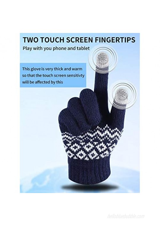 4 Pairs Touchscreen Gloves Winter Warm Gloves Thick Knitted Gloves for Women Adult