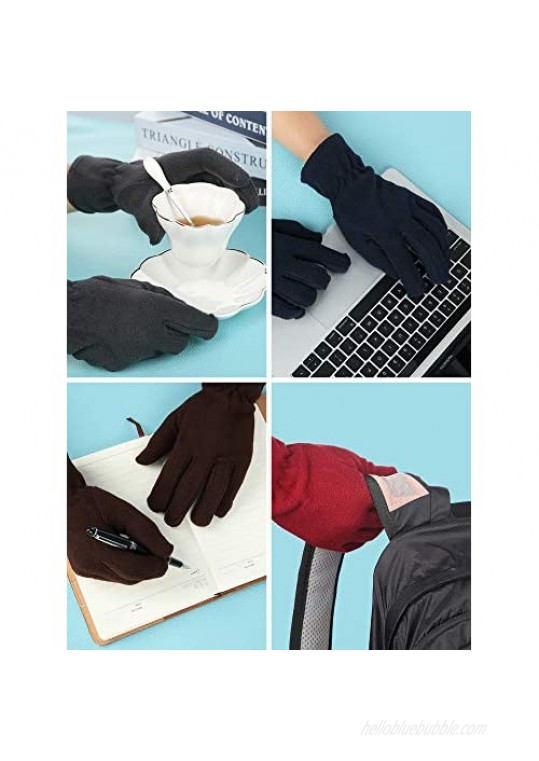 6 Pairs Winter Fleece Gloves Full Fingers Warm Mittens Gloves for Women Men