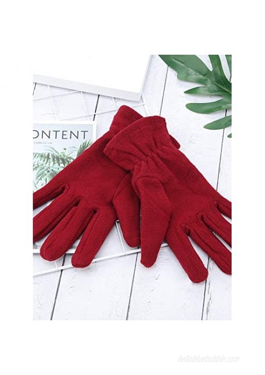 6 Pairs Winter Fleece Gloves Full Fingers Warm Mittens Gloves for Women Men