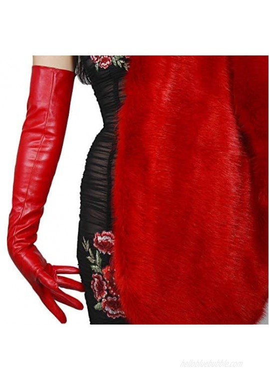 DooWay Women Long Leather Opera Gloves Evening Party Costume Faux Leather Cosplay Dress Accessories 24 inches