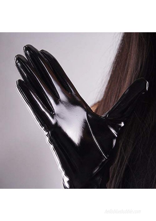 DooWay Women's Long Latex Gloves Shine Faux Patent Leather Smooth Wet Look 20 for Evening Costume Dress