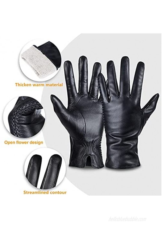 Genuine Sheepskin Leather Gloves For Women Winter Warm Touchscreen Texting Cashmere Lined Driving Motorcycle Dress Gloves