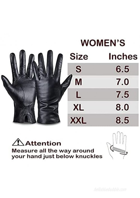 Genuine Sheepskin Leather Gloves For Women Winter Warm Touchscreen Texting Cashmere Lined Driving Motorcycle Dress Gloves