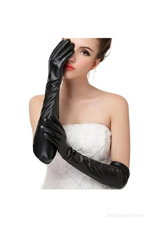 Glamorstar Women's Fashion Warm Over the Elbow 50cm Leather Gloves
