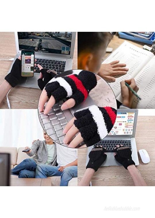 HoFire USB Heating Winter Gloves Women Hand Warm Gloves USB Heater Fingerless Warmer Mitten Gloves