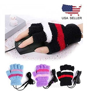 HoFire USB Heating Winter Gloves Women Hand Warm Gloves USB Heater Fingerless Warmer Mitten Gloves