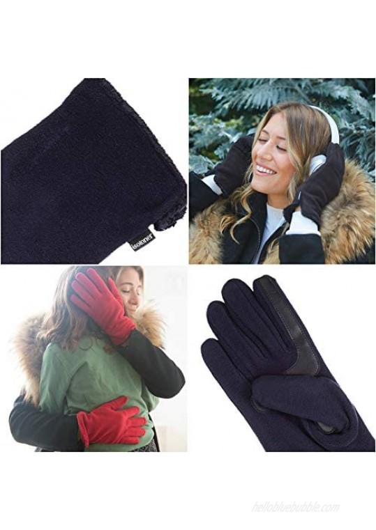 isotoner Women's Stretch Fleece Gloves with Microluxe and Smart Touch Technology