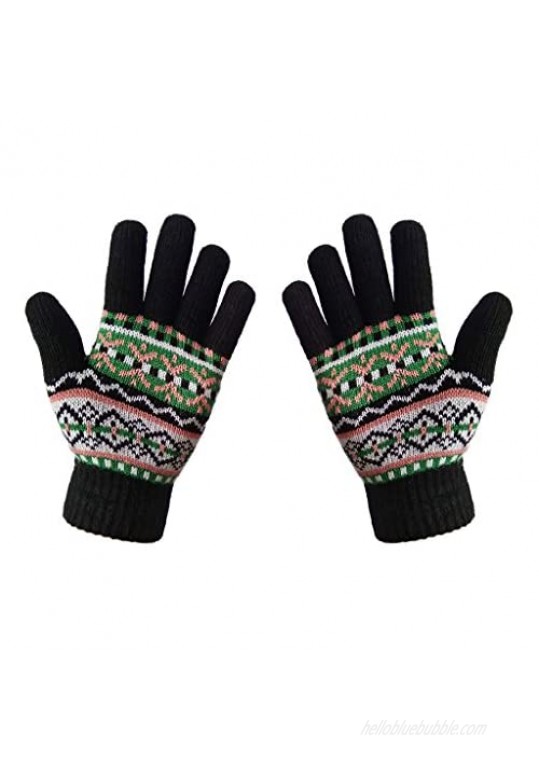 LETHMIK Womens&Girls Thick Knit Gloves Warm Winter Colorful Glove with Wool Lined