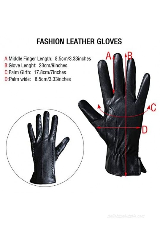 SATINIOR 2 Pairs Women Touchscreen Leather Gloves Winter Full-hand Driving Gloves Black Large