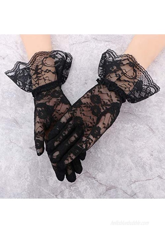 Simplicity Women's Vintage Sheer Floral Lace Wrist Length Gloves