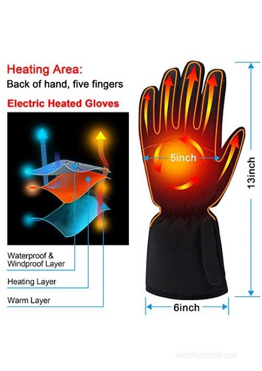 SPRING Electric Heated Gloves Portable Battery Heating Thermal Gloves Waterproof Touchscreen Gloves for Cycling Motorcycle Hiking Snowboarding Outdoor Winter Sport