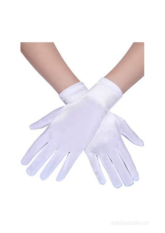 Sumind 3 Pairs Wrist Length Gloves Women Short Satin Gloves Opera Short Gloves for 1920s Wedding Party