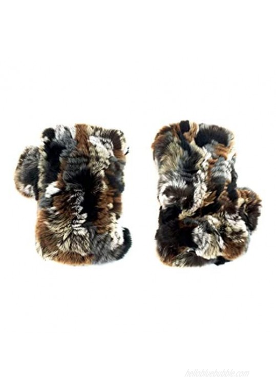 surell Real Rex Rabbit Textile Knit Fingerless Gloves - Fuzzy Texting Mittens