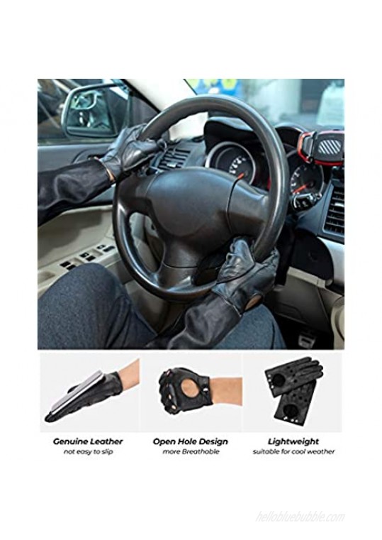 Thin Driving Gloves Men Men Lambskin Leather Gloves with Touchscreen Texting Function Black